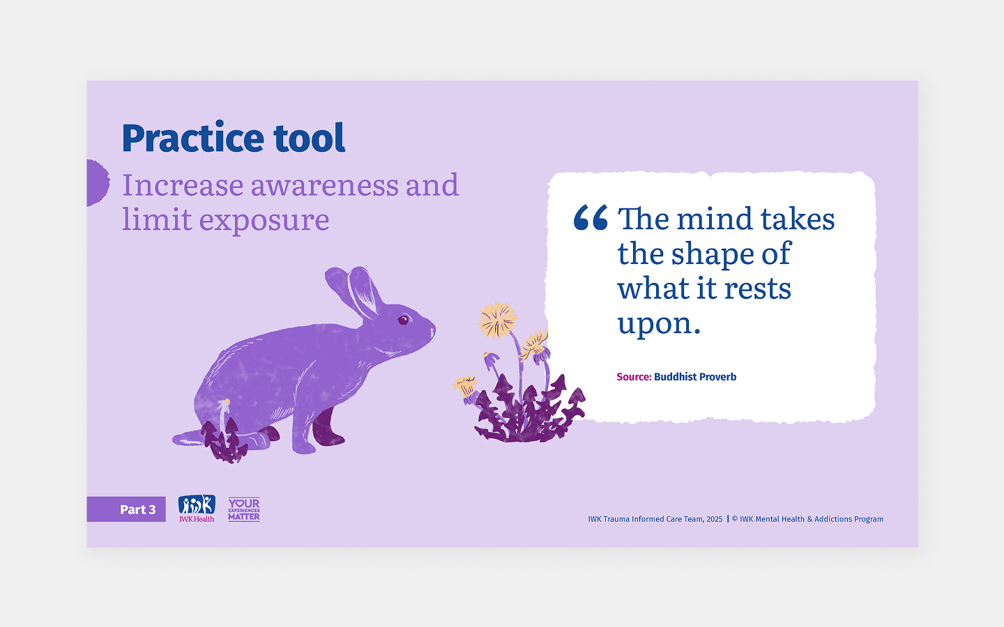 Slide themed: Practice tool for increased awareness.