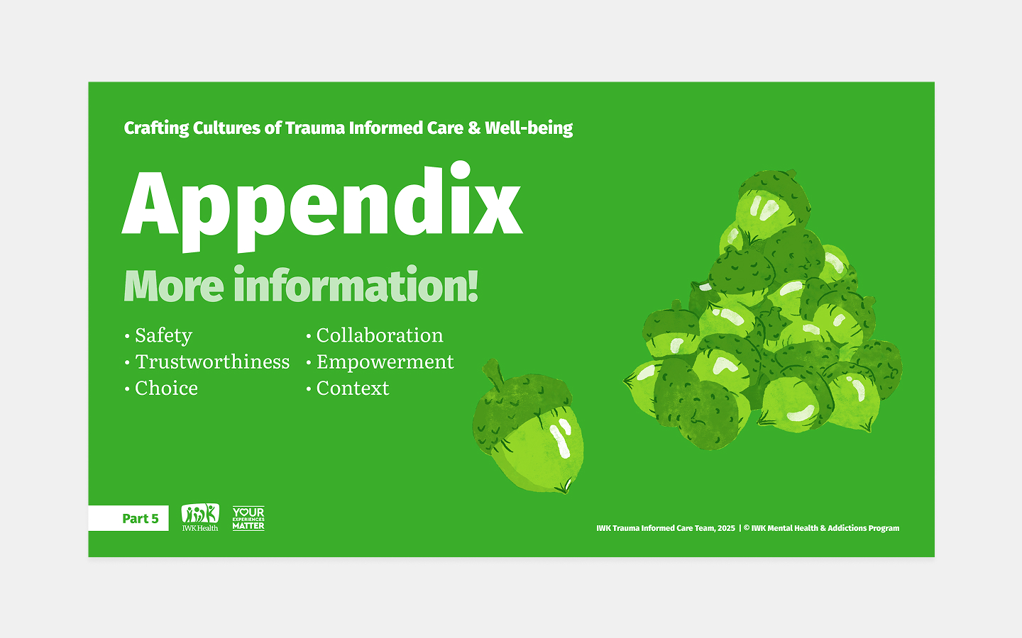 Slide themed: Appendix for additional information.