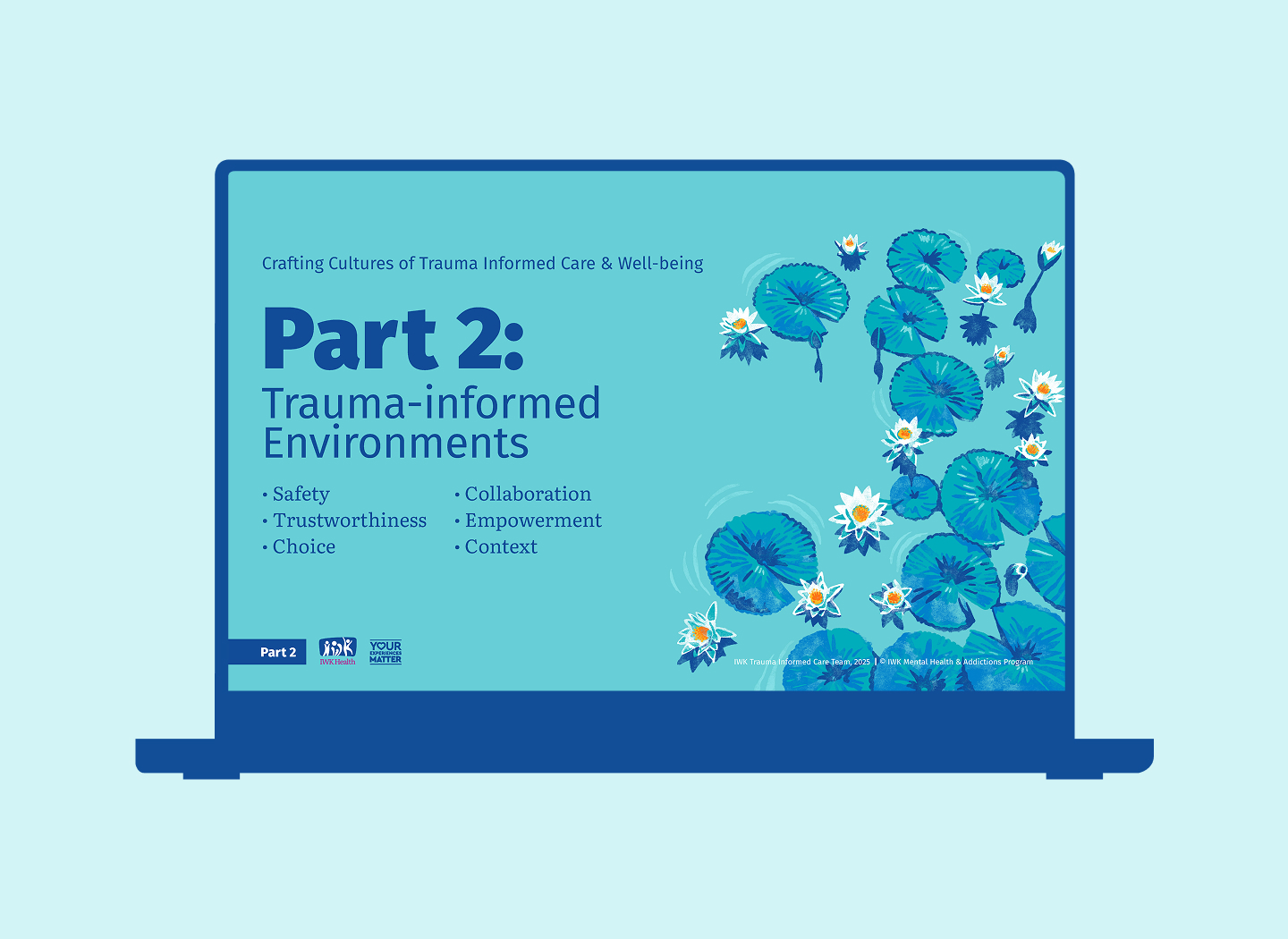 Part 2 section slide for trauma-informed environments.