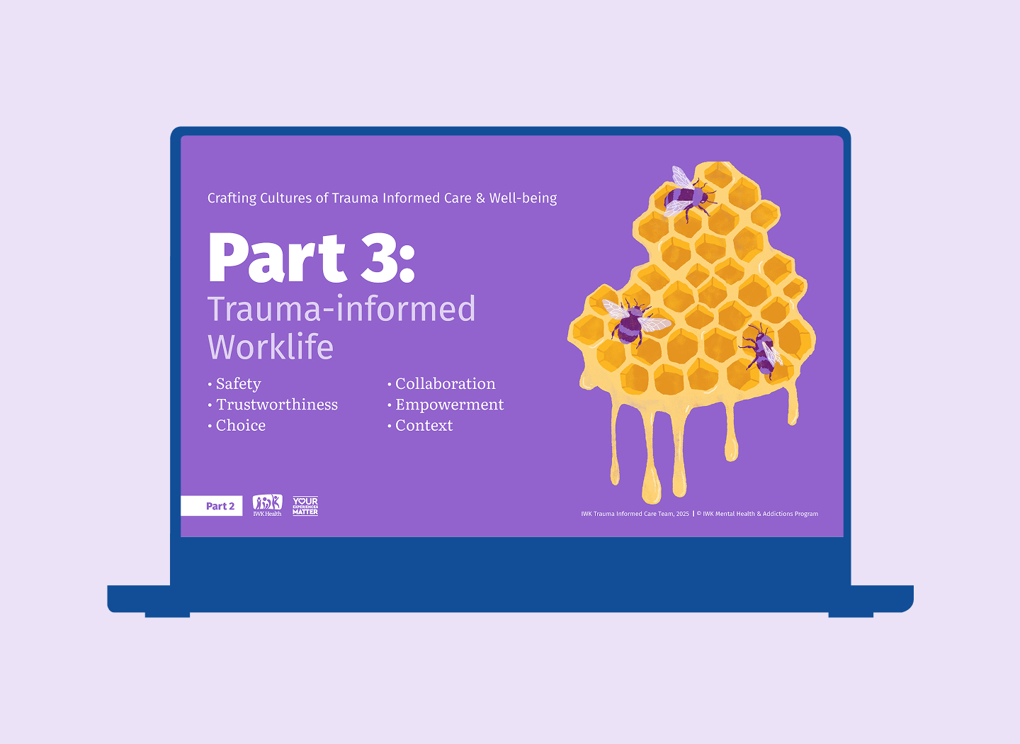 Part 3 section slide for trauma-informed work-life.